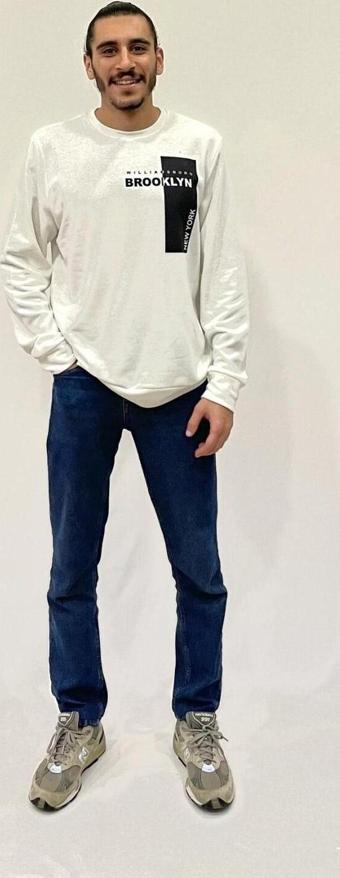 Süperlife Erkek Bisiklet Yaka Rahat Kalıp 3 iplik Kalın W.Brooklyn Baskılı  Sweatshirt SPR24SW31