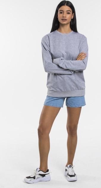 Süperlife Kadın Bisiklet Yaka Oversize Fit İnce Sweatshirt SPR21K30