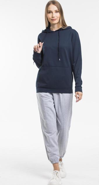 Süperlife Kadın Kapşonlu Oversize Fit İnce Sweatshirt spr21k55