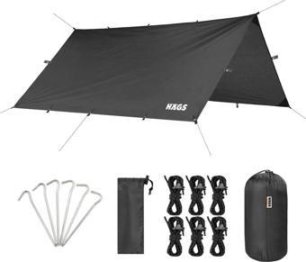 Haegs Tarp Gölgelik Tente, Taşınabilir Örtü Branda Çok İşlevli Outdoor Açık Hava Kamp Seyahat Tente Branda Güneşlik Karavan Tente Yan Çadır Gölgelik - 300X300 Cm - Siyah