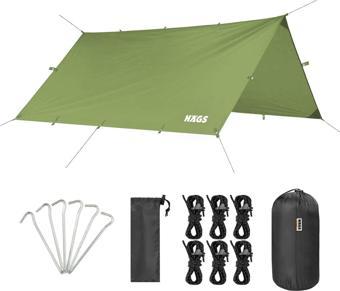 Haegs Tarp Gölgelik Tente, Taşınabilir Örtü Branda Çok İşlevli Outdoor Açık Hava Kamp Seyahat Tente Branda Güneşlik Karavan Tente Yan Çadır Gölgelik - 300X400 Cm- Yeşil