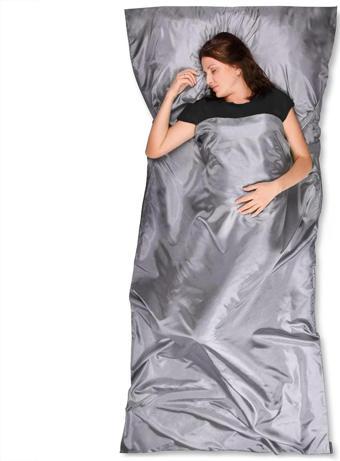 Haegs Seyahat Uyku Nevresimi, Saten Polyester, Hafif Kompakt Taşınabilir Seyahat Tipi Nevresim Takımı, Otel İçin Temiz Çarşaf, Kamp Uyku Tulumu Astarı, Kamp Çadır Çarşafı 220 X 105Cm Gri