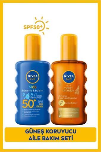 Nivea Kids 5'i 1 Arada Güneş Kremi SPF50+ 200 ML + Bronzlaştırıcı Güneş Yağı 200 ML