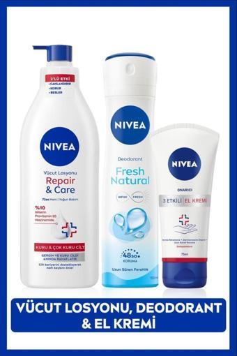 Gelin Çeyiz Seti, Repair&Care Vücut Losyonu 400ml, Deodorant 150ml, El Bakım Kremi 75ml, Kuru Cilt