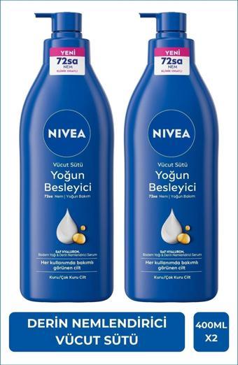 Yoğun Besleyici Vücut Sütü 400ml, Çok Kuru Ciltler, Hyaluron, Derin Nemlendirici Vücut Bakım, X2Adet