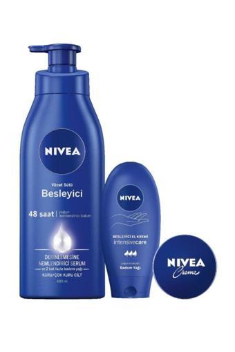 Nivea Besleyici Vücut Sütü 400 Ml + Nivea Besleyici Ve Derinlemesine Bakım El Kremi 75 Ml + Nivea Krem 30 Ml