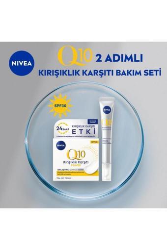 NIVEA Q10 2 Adımlı Kırışıklık Karşıtı Bakım Seti,Gündüz Kremi SPF30 ve Cilt Serumu 15 ml,Anında Etkili