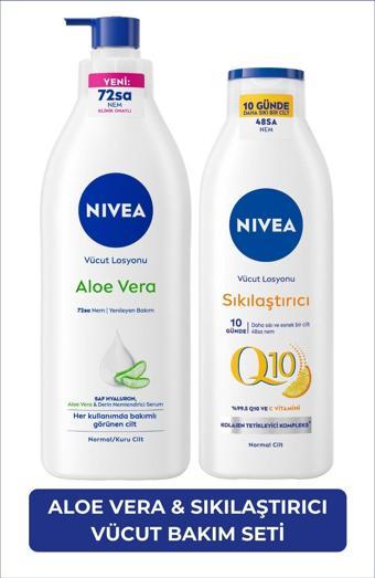 Q10 Sıkılaştırıcı C Vitamini Vücut Losyonu 250ml ve Aloe Vera Derin Nemlendirici Serum Losyon 400ml