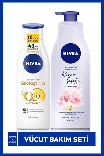 Nivea Q10 Sıkılaştırıcı Vücut Losyonu 250 ml +KIRAZ ÇİÇEĞİ&JOJOBA YAĞI Pump Losyon