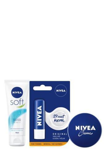 NIVEA Soft 75 ml + NIVEA Dudak Kremi Original + NIVEA Krem 75 ml