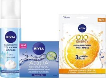Yüz Temizleme Köpüğü 150 ml Normal Ciltler Için Aqua Sensatıon Krem Q10 Kağıt Maske