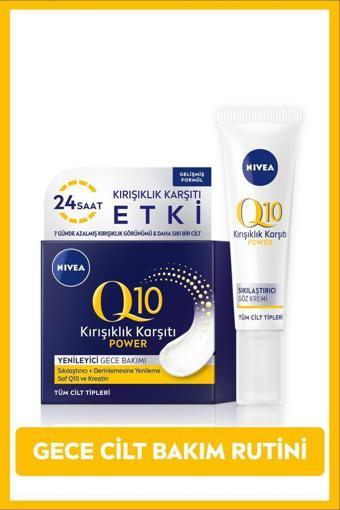 Q10 Power Kırışık Karşıtı Sıkılaştırıcı Göz Bakım Kremi 15ml, Keratin ve Q10 Gece Yüz Kremi 50ml