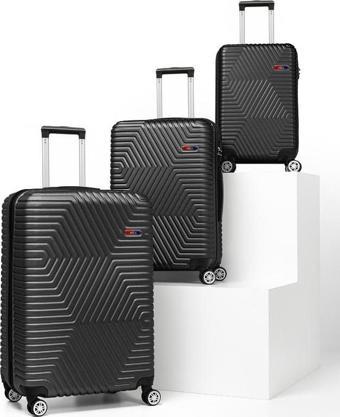 G&D Polo Suitcase Abs 3'lü Siyah Lüx Valiz Seyahat Seti 600.01-set