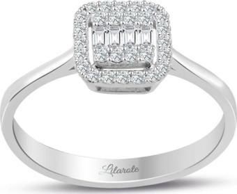 Lilarote Pırlanta 0.25 Ct Modern Tasarım Baget Kare Tektaş Yüzük