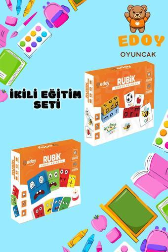 Edoy Montessori Eğitici İkili Oyuncak Seti-Rubik Emoji Bulmaca Ve Rubik Türkçe Bulmaca Kutu Oyunu