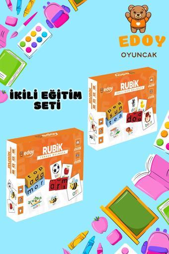 Edoy Montessori Eğitici İkili Oyuncak Seti-Rubik İngilizce Bulmaca Ve Rubik Türkçe Bulmaca Kutu Oyunu