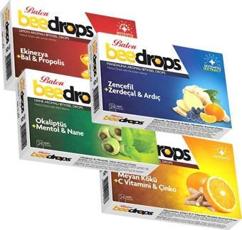 Balen 4 Kutu Okaliptüs Meyan Kökü Ekinezya Zencefil Beedrops Pastil Bee Drops 4 Çeşit Boğaz Pastili