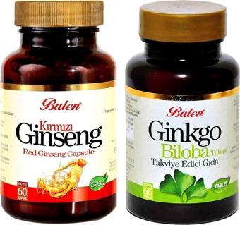 Balen Kırmızı Gınseng 375 Mg 60 Kapsül Ginko Biloba 600 Mg 60 Tab