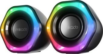 Mikado MD-176 2.0 3W*2 Siyah RGB Aydınlatmalı USB + 3.5mm USB 5V Speaker Hoparlör