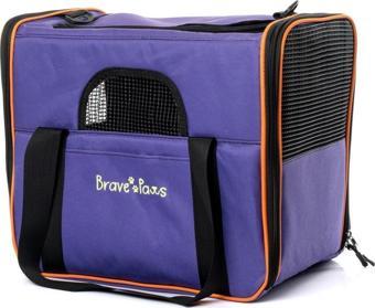 Brave Paws Kedi Köpek Taşıma Çantası Kare Model Yırtılmaz Plastik Fileli (Mor)