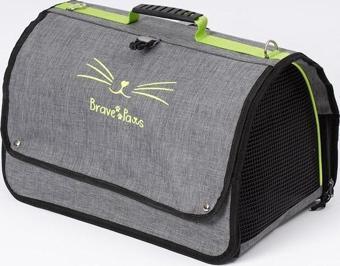 Brave Paws Perdeli Flybag Plastik Yırtılmaz Fileli Kedi ve Köpek Taşıma Çantası Havayolu Çantası (Gri)
