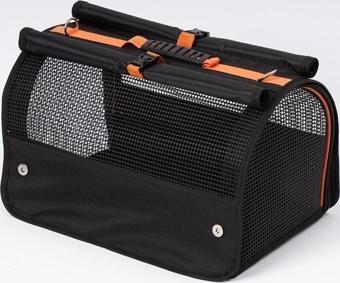 Brave Paws Perdeli Flybag Plastik Yırtılmaz Fileli Kedi ve Köpek Taşıma Çantası Havayolu Çantası (Siyah)