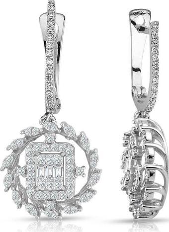 Lilarote Pırlanta Modern Tasarım 1.10 Ct Baget Kare Küpe