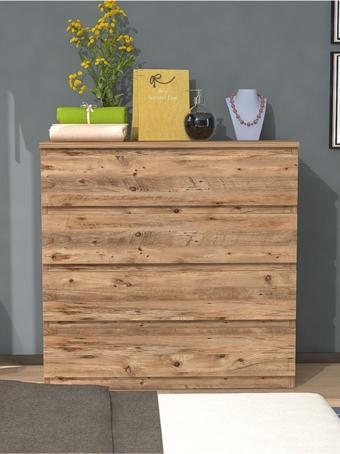 Mbes Mobilya Umut Atlantik Cam 80 Cm 4 Çekmeceli Şifonyer 80x45 cm