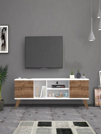 Mbes Mobilya 160 Cm  Esin Beyaz -Haliç Tv Ünitesi 160x30 cm