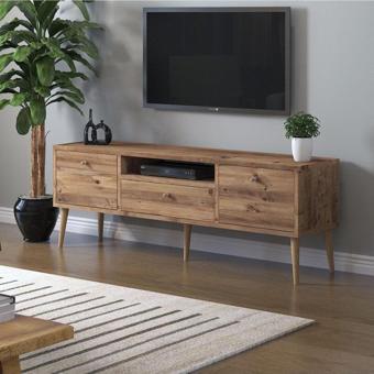 Mbes Mobilya Beyza Ahşap Ayaklı 140 Cm Atlantik Çam Tv Sehbası 140x35 cm