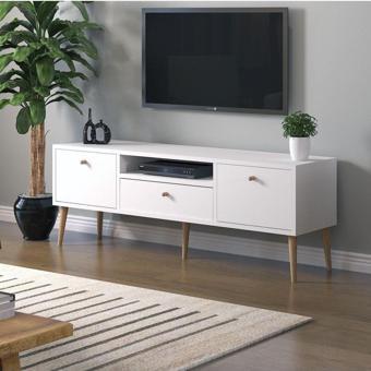 Mbes Mobilya Beyza Ahşap Ayaklı 140 Cm Beyaz Tv Sehbası 140x35 cm
