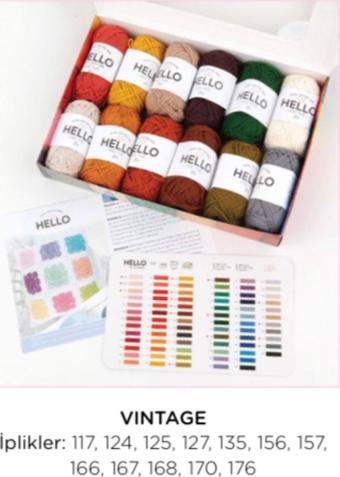 Tuva Hello 12 Adet (25 Gr) Amigurumi Punch Ip Seti Renk "Vintage"