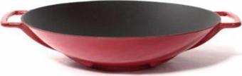 Sürel Wok Tava 35 Cm Kırmızı Demir Döküm