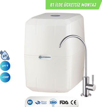 Hyperwell Premium Alkali ve Mineralli POMPALI Su Arıtma Cihazı - Beyaz