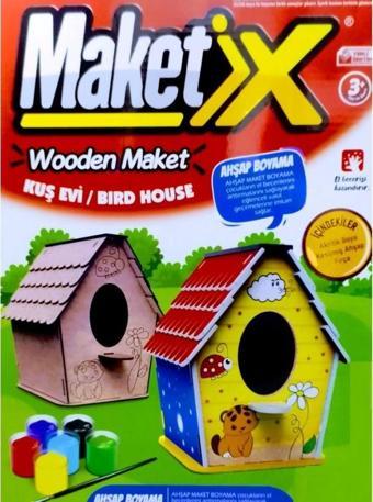 VIP MAKET BOYANABİLİR AHŞAP KUŞ EVİ MAKETİ 6 RENK AKRİLİK BOYA AHŞAP EĞİTİCİ OYUNCAK AHŞAP BOYAMA