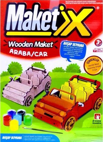 MAKET BOYANABİLİR AHŞAP ARABA MAKETİ 6 RENK AKRİLİK BOYA AHŞAP ARABA EĞİTİCİ OYUNCAK AHŞAP BOYAMA