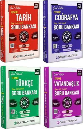 Öğreti 2025 KPSS Türkçe+Tarih+Coğrafya+Vatandaşlık Efsane Soru Bankası 4 lü Set Öğreti Akademi - Öğreti Akademi