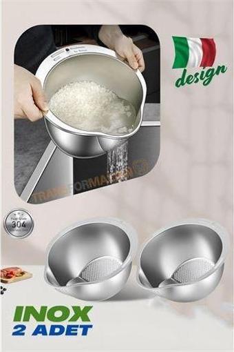ModaCar Inox Süzgeç Pirinç Makarna Salata Süzgeci 304 Paslanmaz Çelik 2 ADET