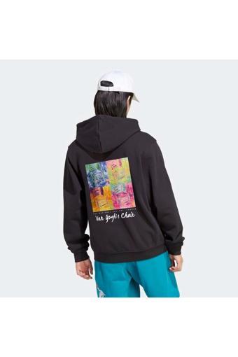 The Champ Clothing Kapüşonlu Içi Polar Van Gogh'S Chair Baskılı Siyah Unisex Hoodie Sweatshirt