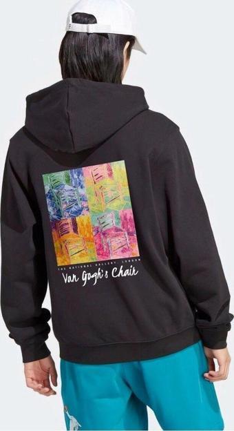 The Champ Clothing Kapüşonlu Içi Polar Van Gogh'S Chair Baskılı Siyah Unisex Hoodie Sweatshirt
