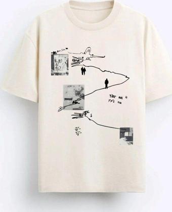 The Champ Clothing Art Work Baskılı Oversize Bej Erkek T-Shirt