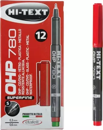 Hi-Text Asetat Kalemi 780 S Kırmızı 12li Set