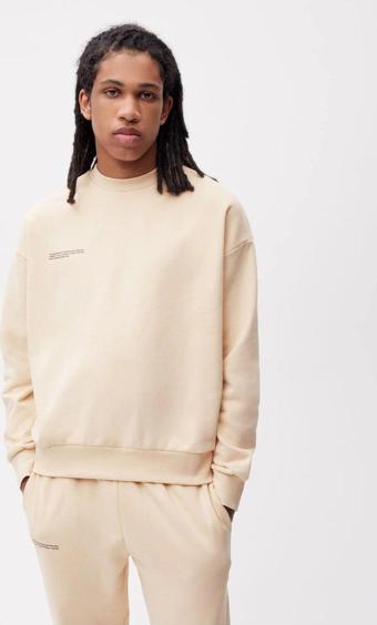 The Champ Clothing Bej Unisex Bisiklet Yaka Nature Concept Baskılı Oversize Hoodie Sweatshirt