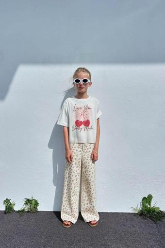 The Champ Clothing Love You Cherry Much Yazılı Kiraz Tasarım Baskılı Beyaz Çocuk T-Shirt