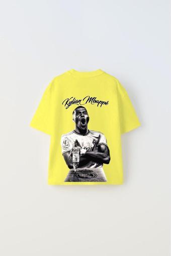 Gia-Art Euro 2024'Ün Genç Yıldızları Kylian Mbappe Baskılı Sarı Çocuk T-Shirt