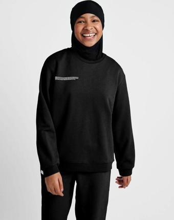 Gia-Art Siyah Unisex Çocuk Bisiklet Yaka Nature Concept Baskılı Oversize Hoodie Sweatshirt