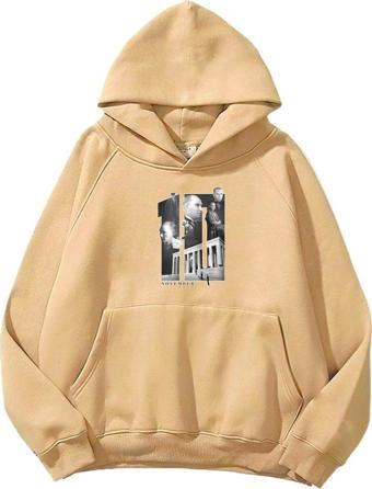 The Champ Clothing Kapüşonlu Içi Polar Kemal Atatürk 10 Kasım Baskılı Bej Unisex Sweatshirt