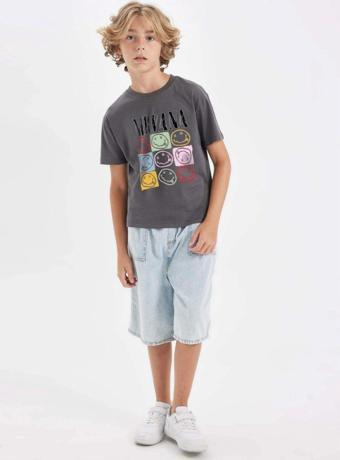 The Champ Clothing Nevermind Nirvana Yazılı Smile Tasarım Baskılı Füme Çocuk T-Shirt