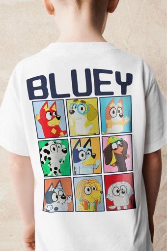 The Champ Clothing Bluey Yazılı Bluey Bingo Baskılı Beyaz Çocuk T-Shirt