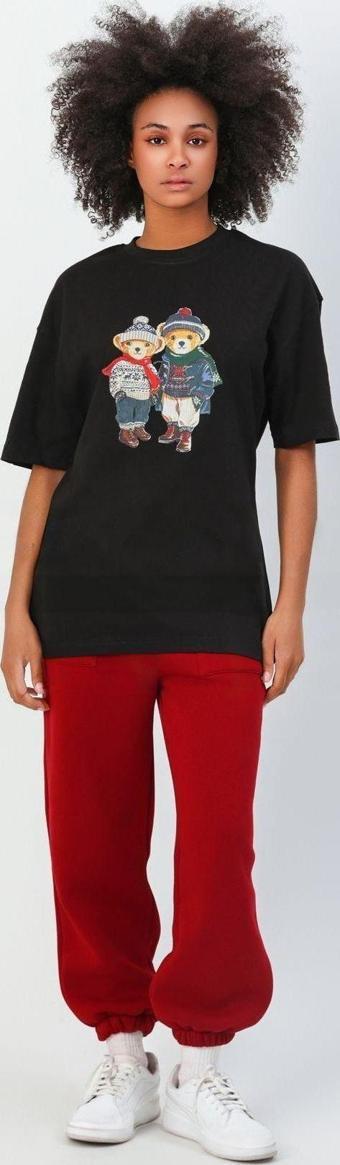 The Champ Clothing %100 Pamuk Sevgili Konseptli Teddy Baskılı T-Shirt